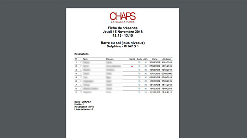 Fiche de présence PDF